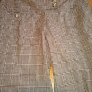 Casual Tan Plaid Pants Wide Leg Size 8